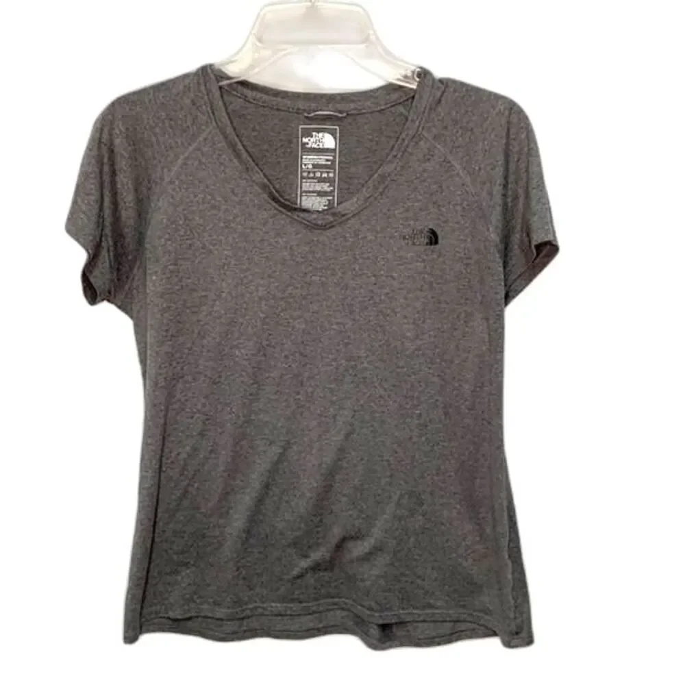 The North Face Women's Gray Performance SS V-neck Breathable Active Top Size L - Picture 2 of 8